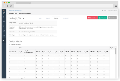 Experiment Design Generation Software Features