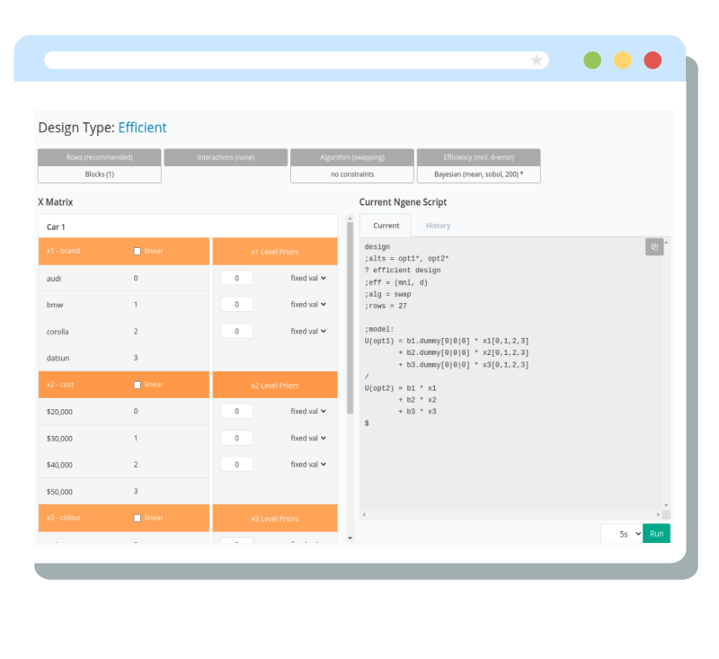 choice experiment design software